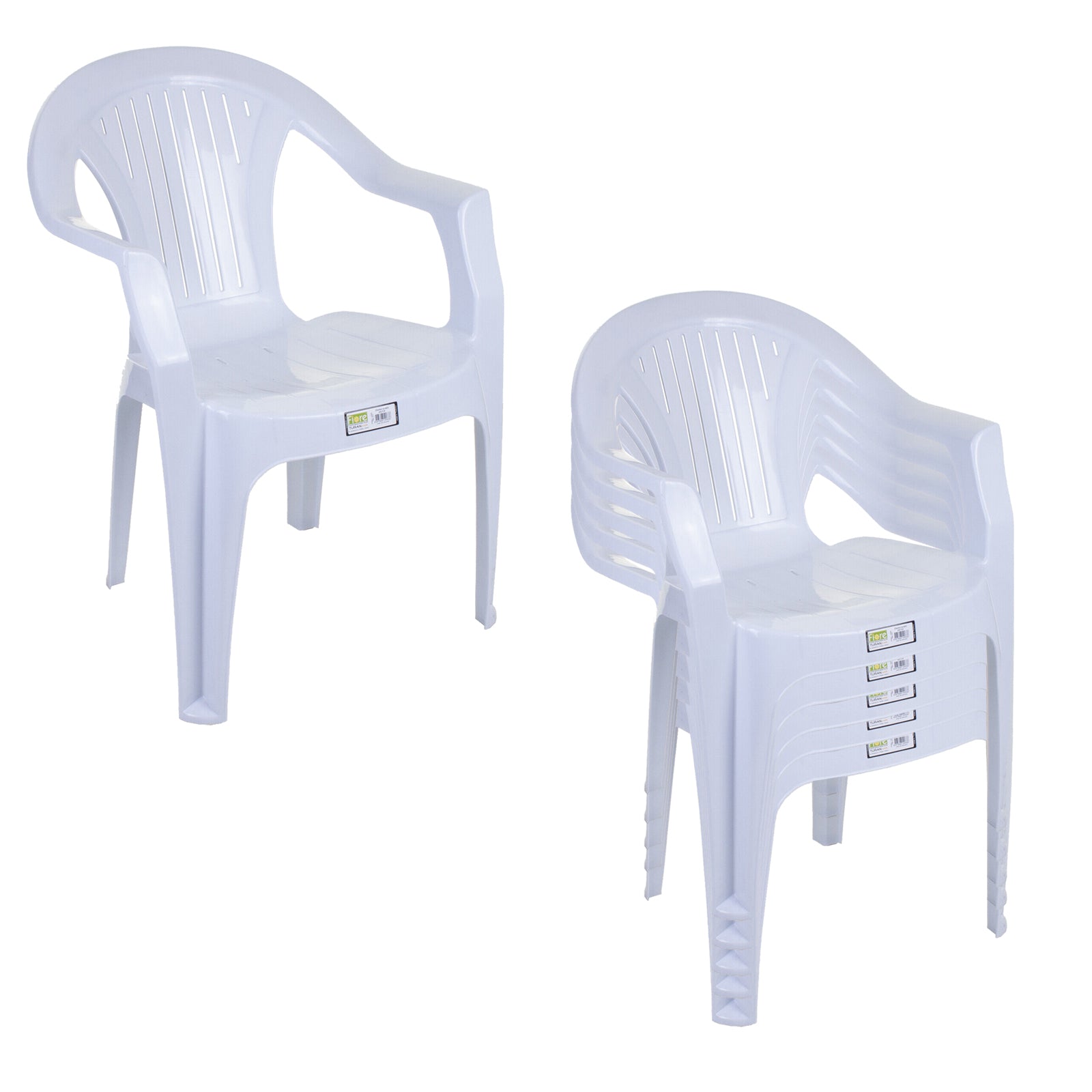 Set of 6 Plastic Chairs White