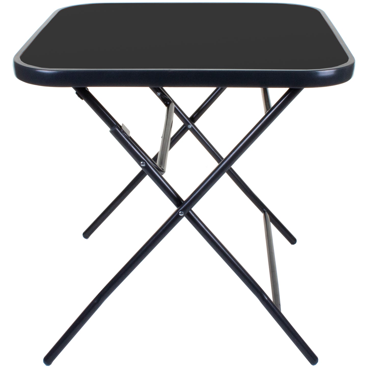 Square Folding Table Black Glass - Black