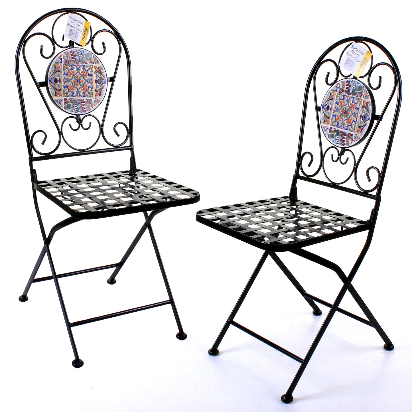 Set of 2 Mosaic Stone Topped Bistro Chairs - Santa Cruz