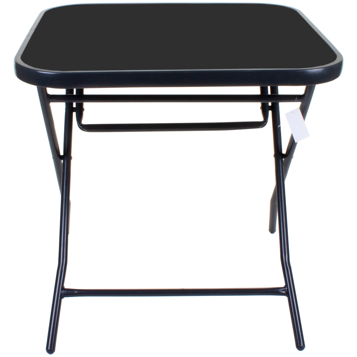 Square Folding Table Black Glass - Black