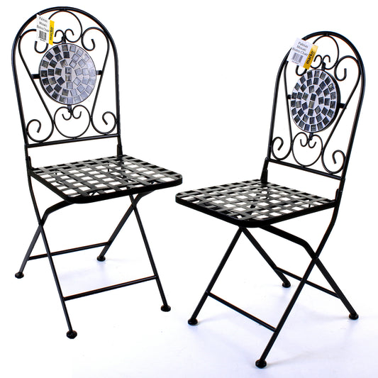 Set of 2 Mosaic Stone Topped Bistro Chairs - Palmas