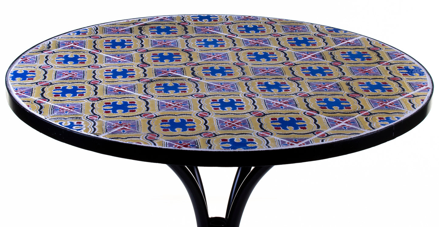 Mosaic Stone Topped 60cm Table - Zaragoza