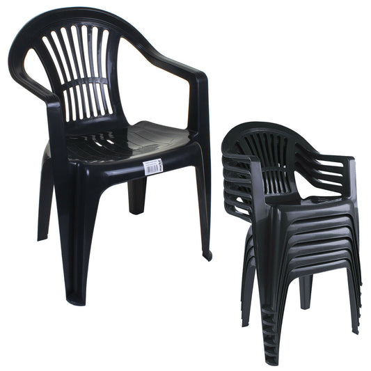 Set of 6 Plastic Chairs - Grey