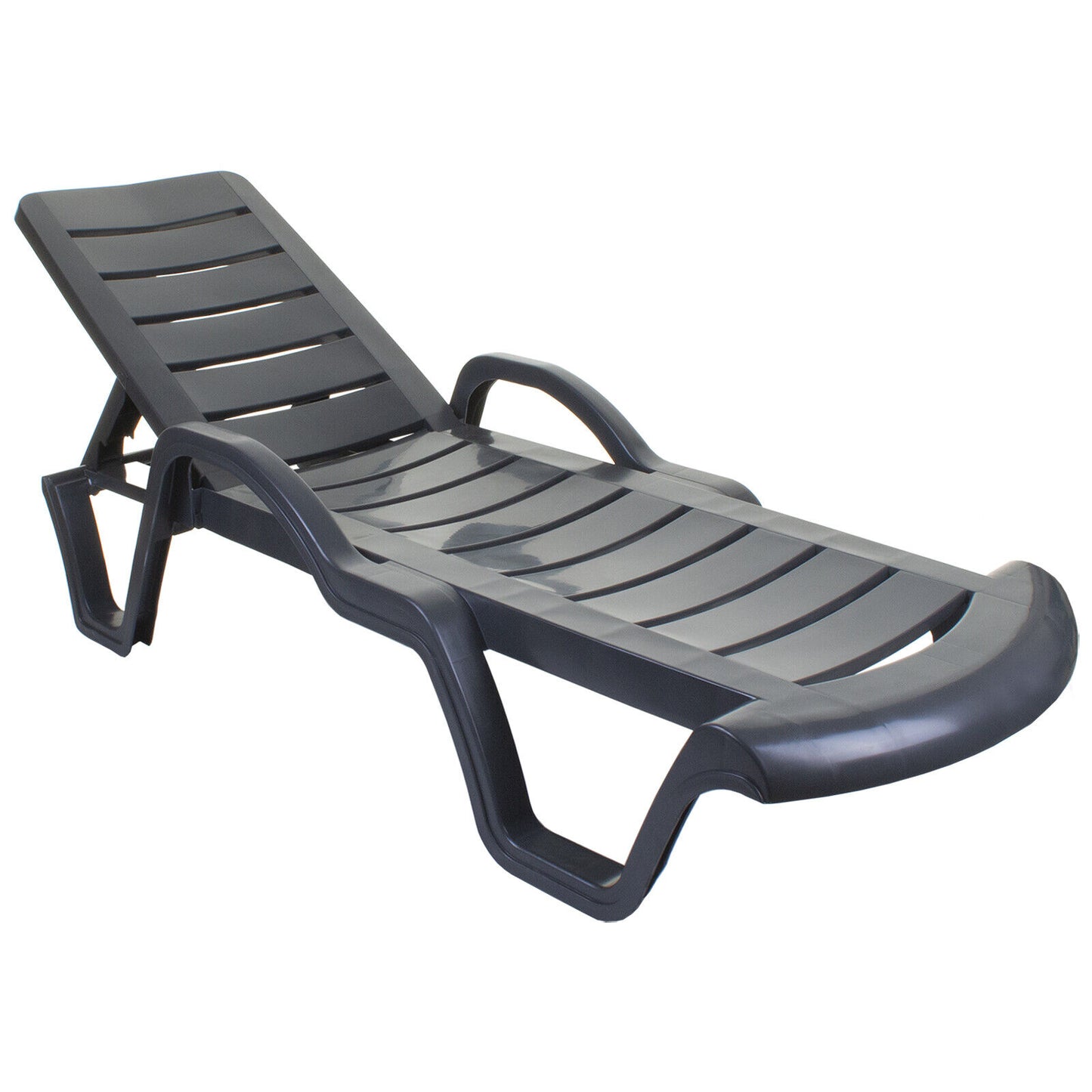 Plastic Lara Sun Lounger with Arms - Anthracite Grey