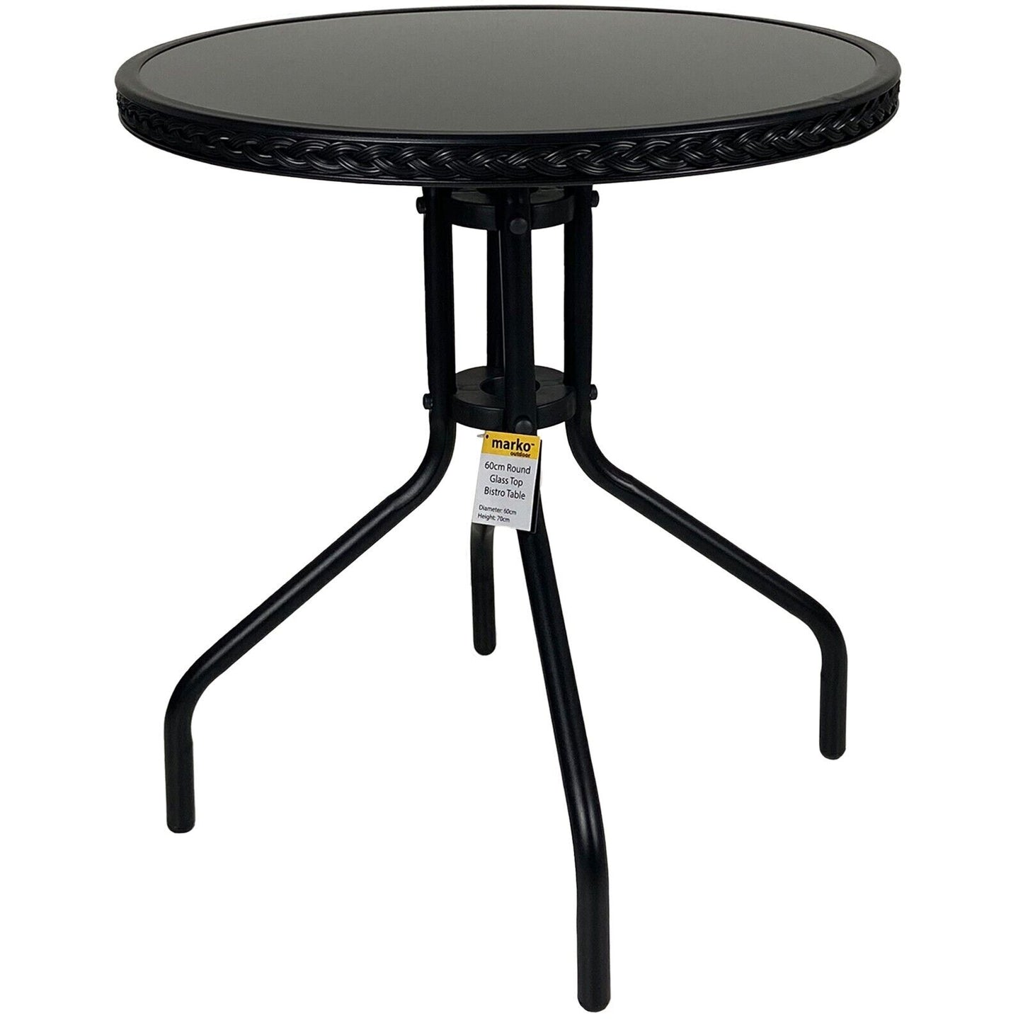 5PC Black Wicker Chairs with 60cm Black Wicker Edge Round Bistro Table