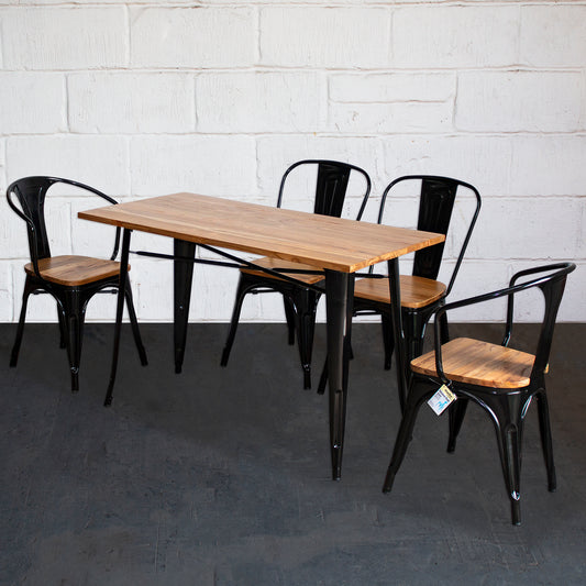 5PC Prato Table, 2 Florence & 2 Palermo Chairs Set - Black