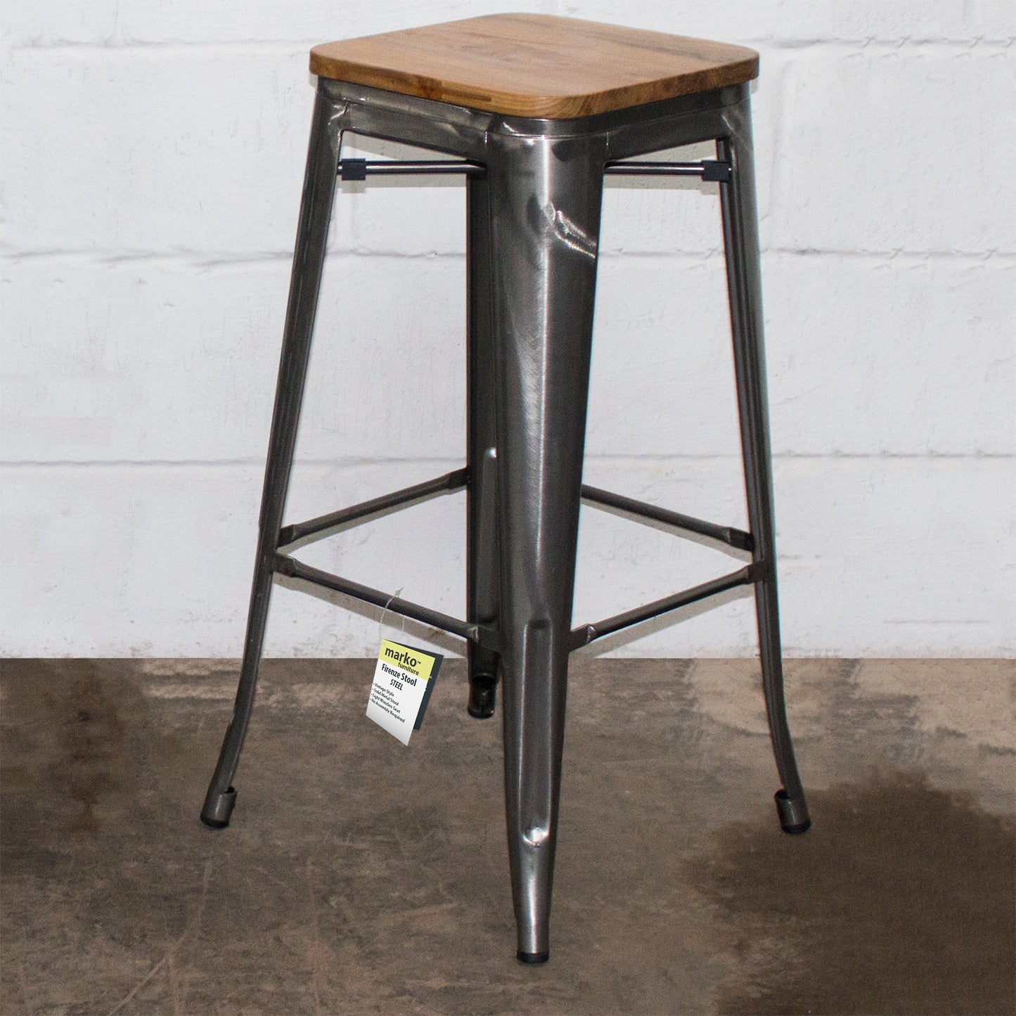 5PC Laus Table & Firenze Bar Stool Set - Steel