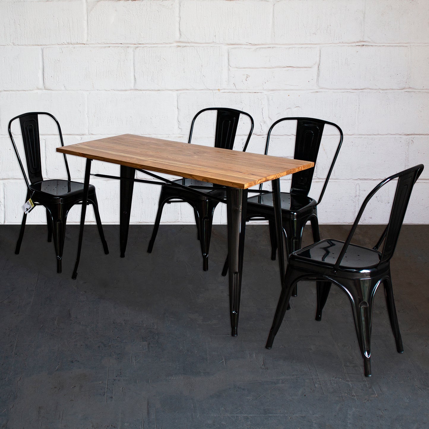 5PC Prato Table & 4 Siena Chairs Set - Black