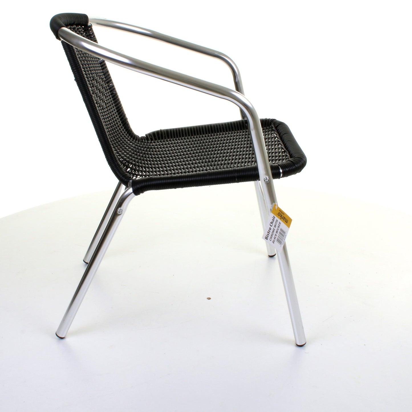 Wicker Black Chrome Bistro Chair