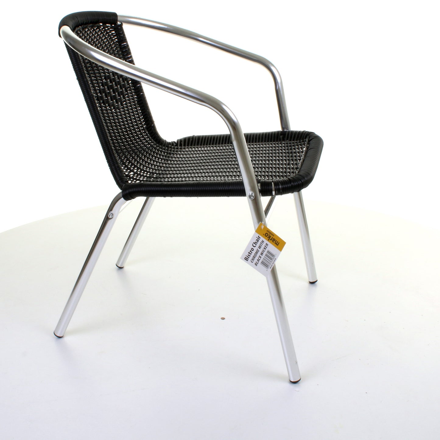 Wicker Black Chrome Bistro Chair