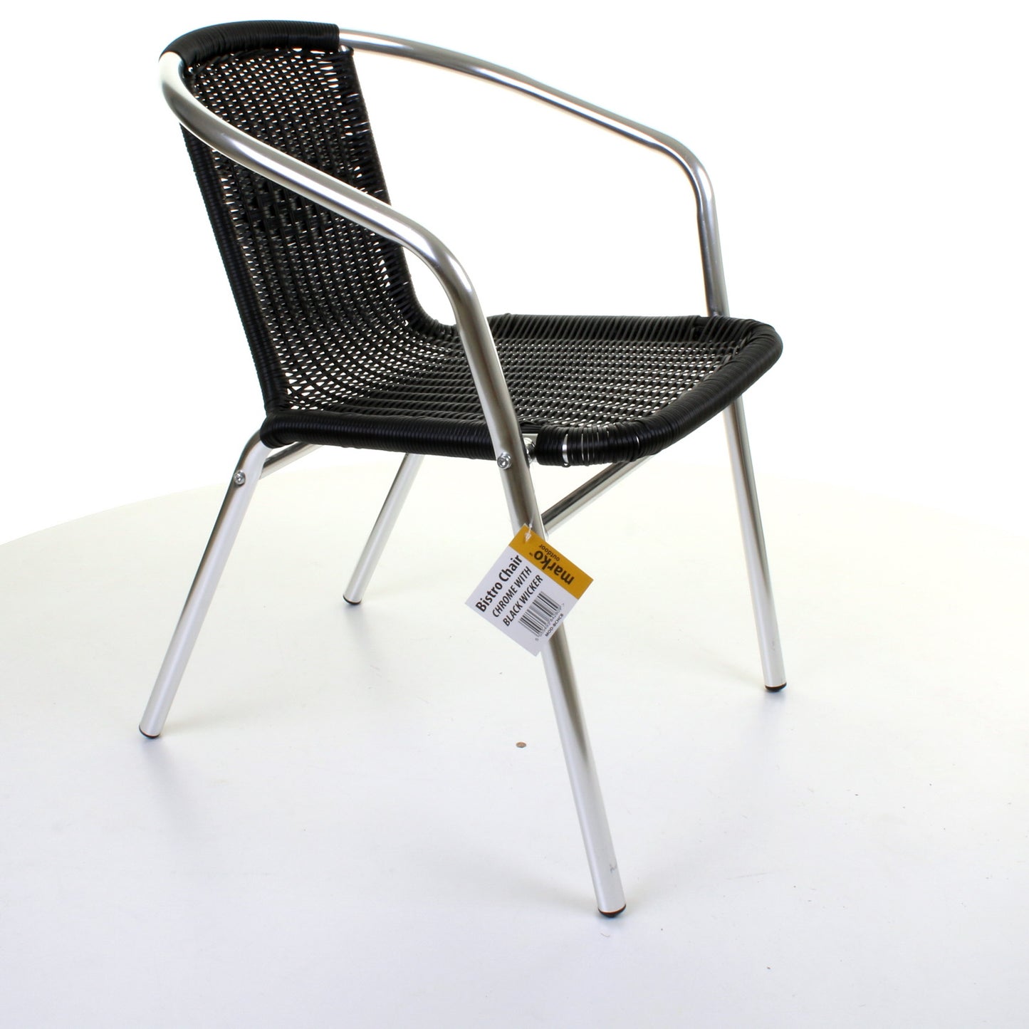 Wicker Black Chrome Bistro Chair