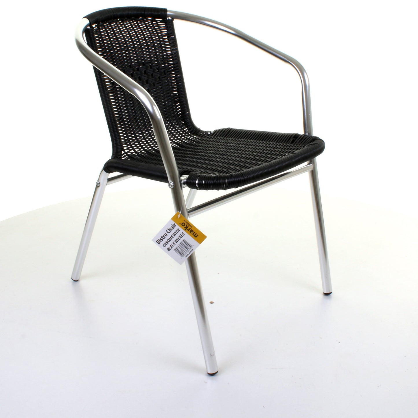 Wicker Black Chrome Bistro Chair