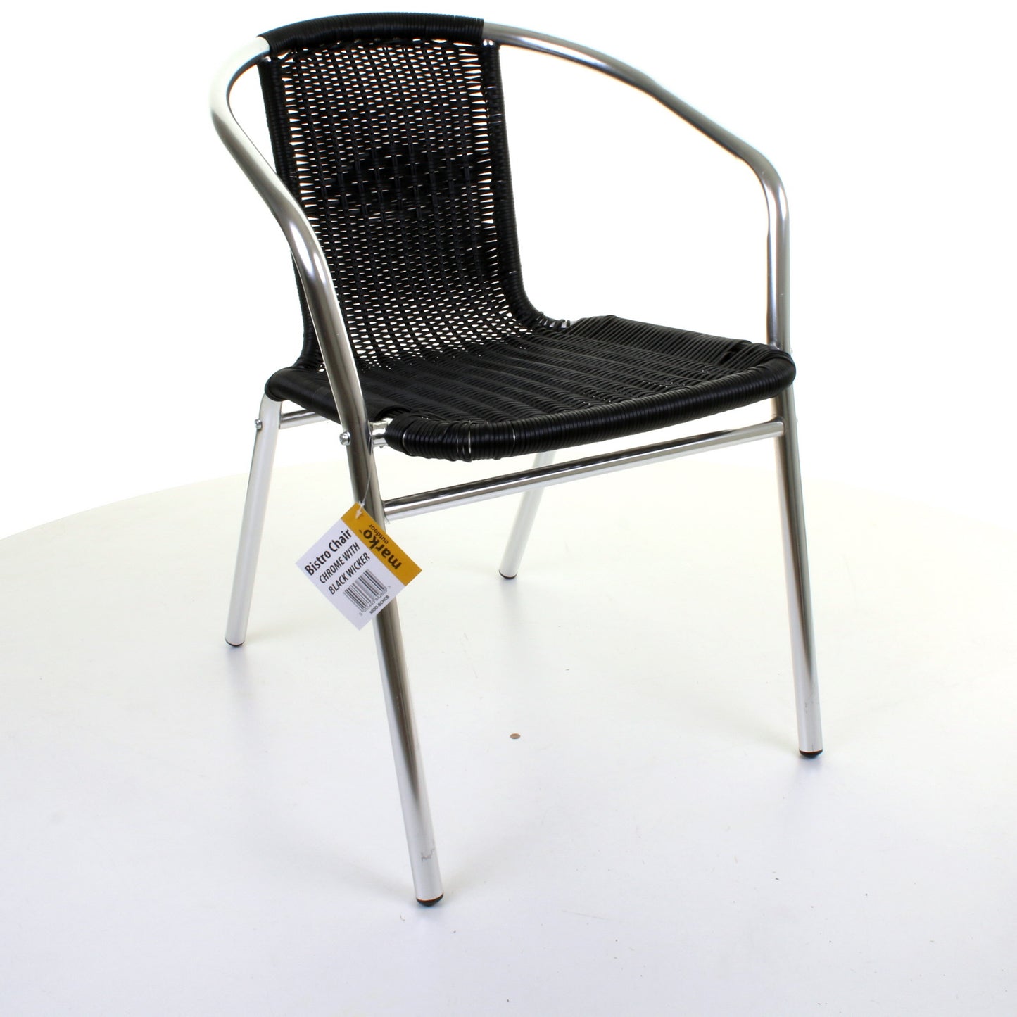 Wicker Black Chrome Bistro Chair