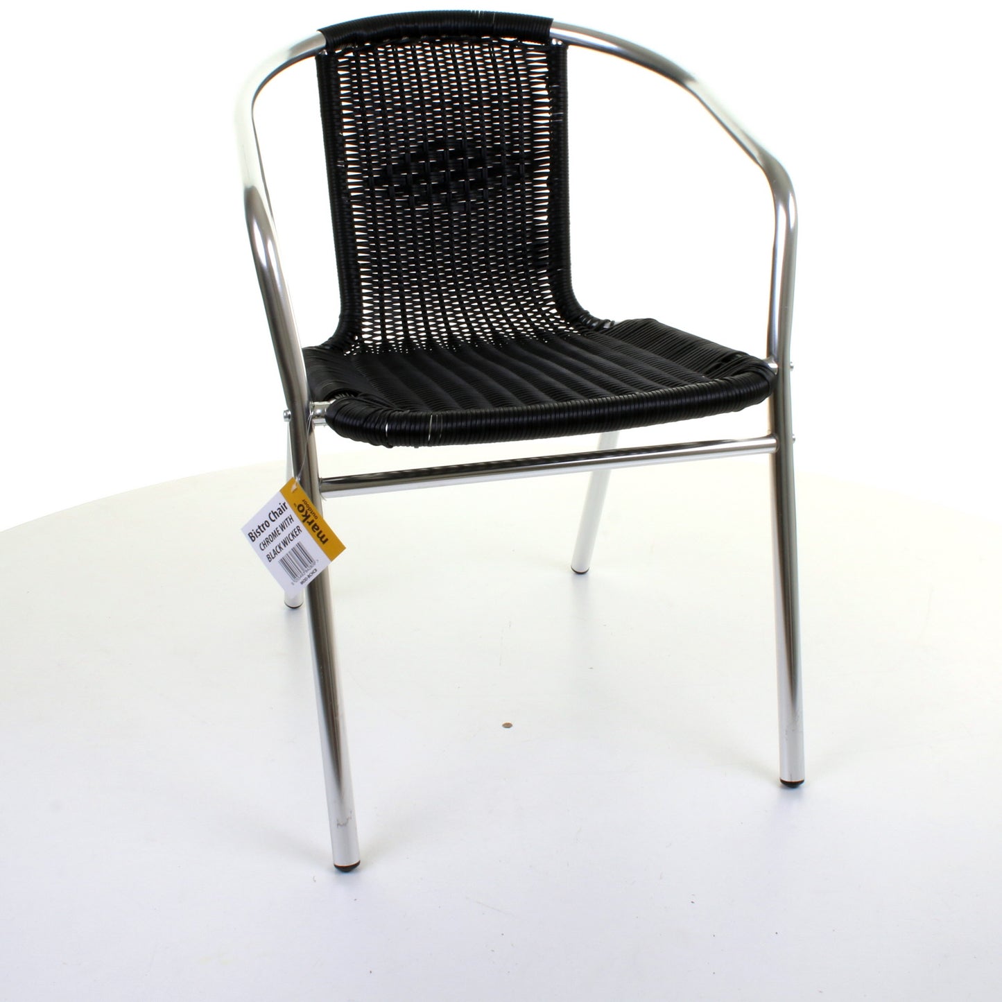 Wicker Black Chrome Bistro Chair