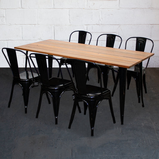 7PC Taranto Table & 6 Siena Chairs Set - Black