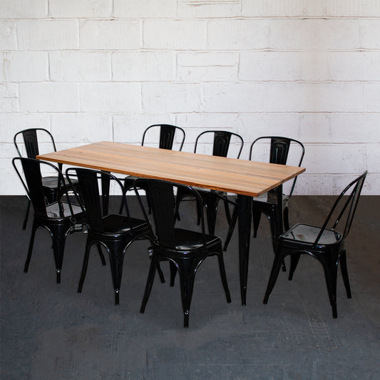 9PC Taranto Table & 8 Siena Chairs Set - Black