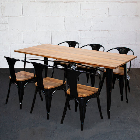 7PC Taranto Table & 6 Florence Chairs Set - Black