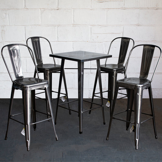 5PC Laus Table & Pascale Bar Stool Set - Steel