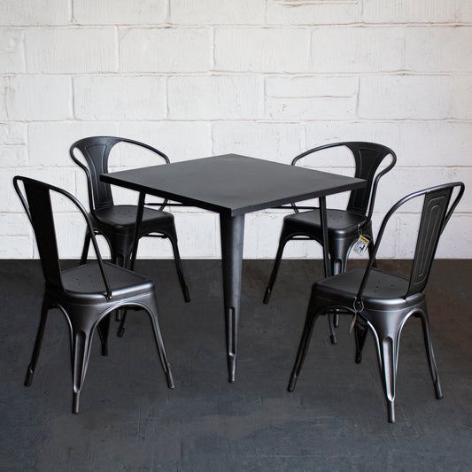 5PC Belvedere Table Forli & Siena Chairs Set - Onyx Matt Black