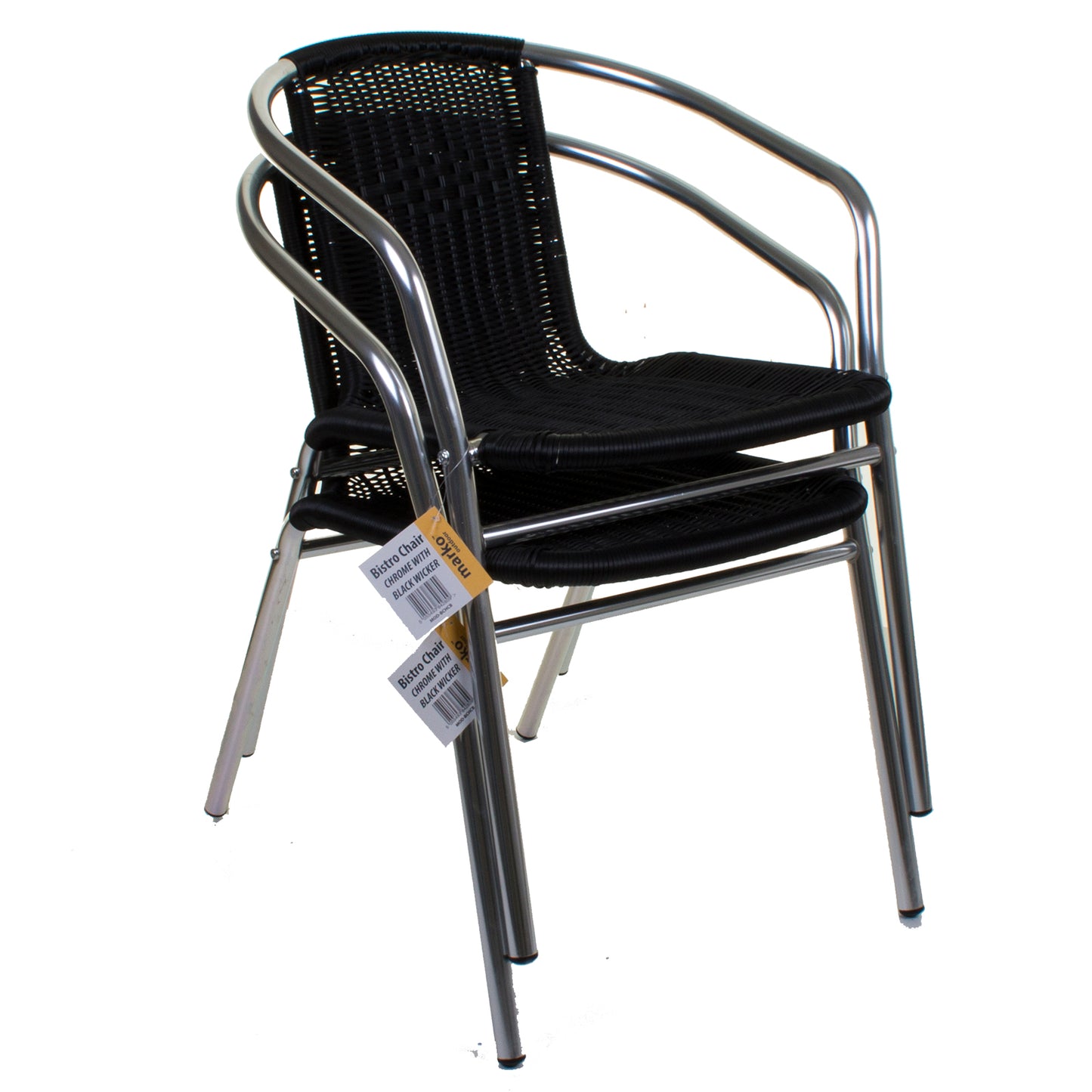 Wicker Black Chrome Bistro Chair