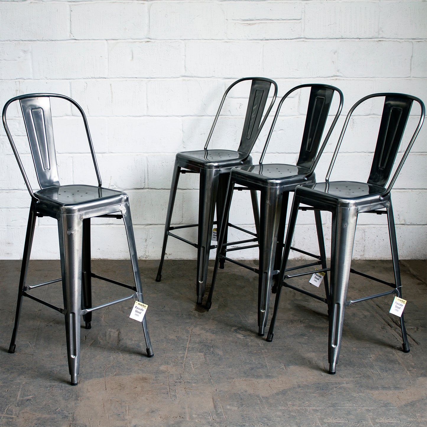 5PC Laus Table & Pascale Bar Stool Set - Steel