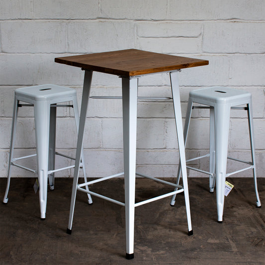 3PC Lodi Table & Orvieto Bar Stool Set - White