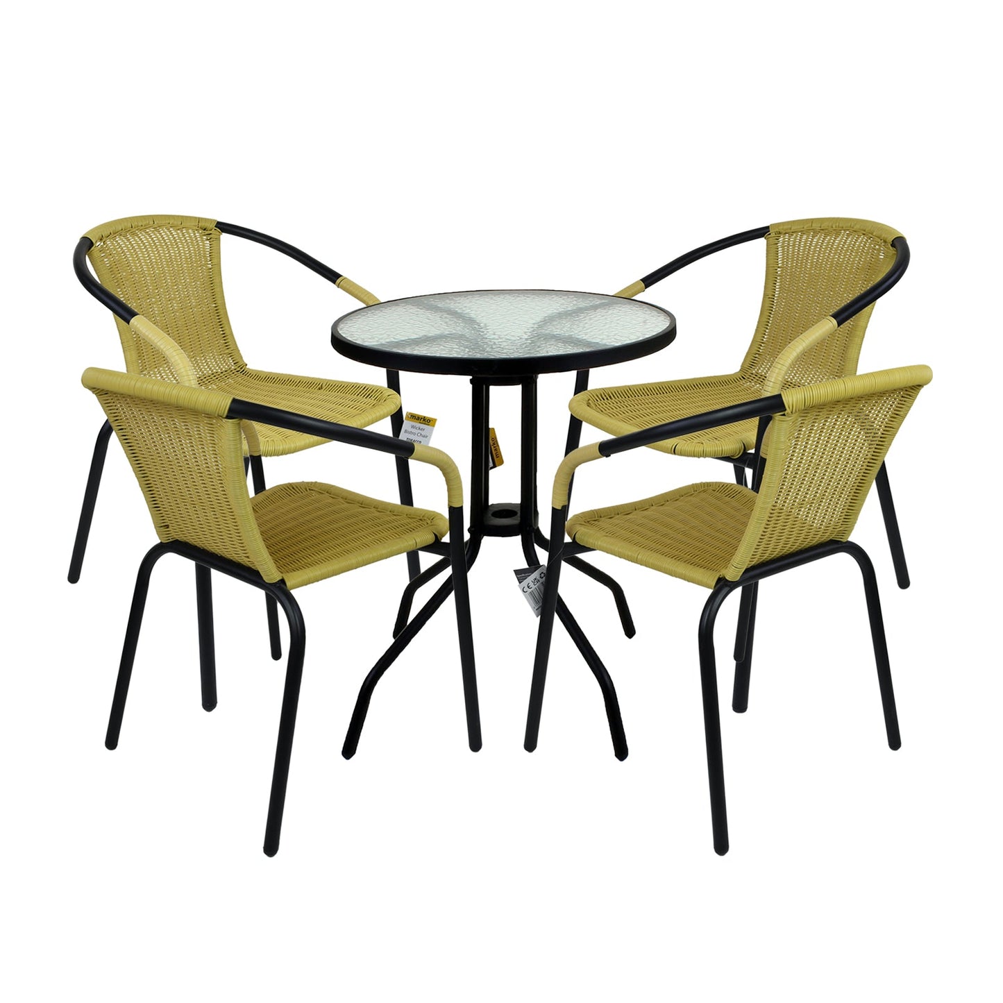 5PC Tan Wicker Bistro Set