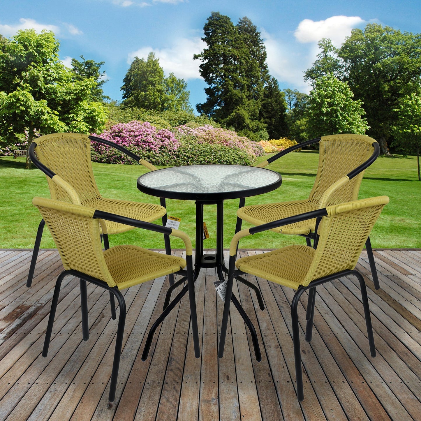 5PC Tan Wicker Bistro Set