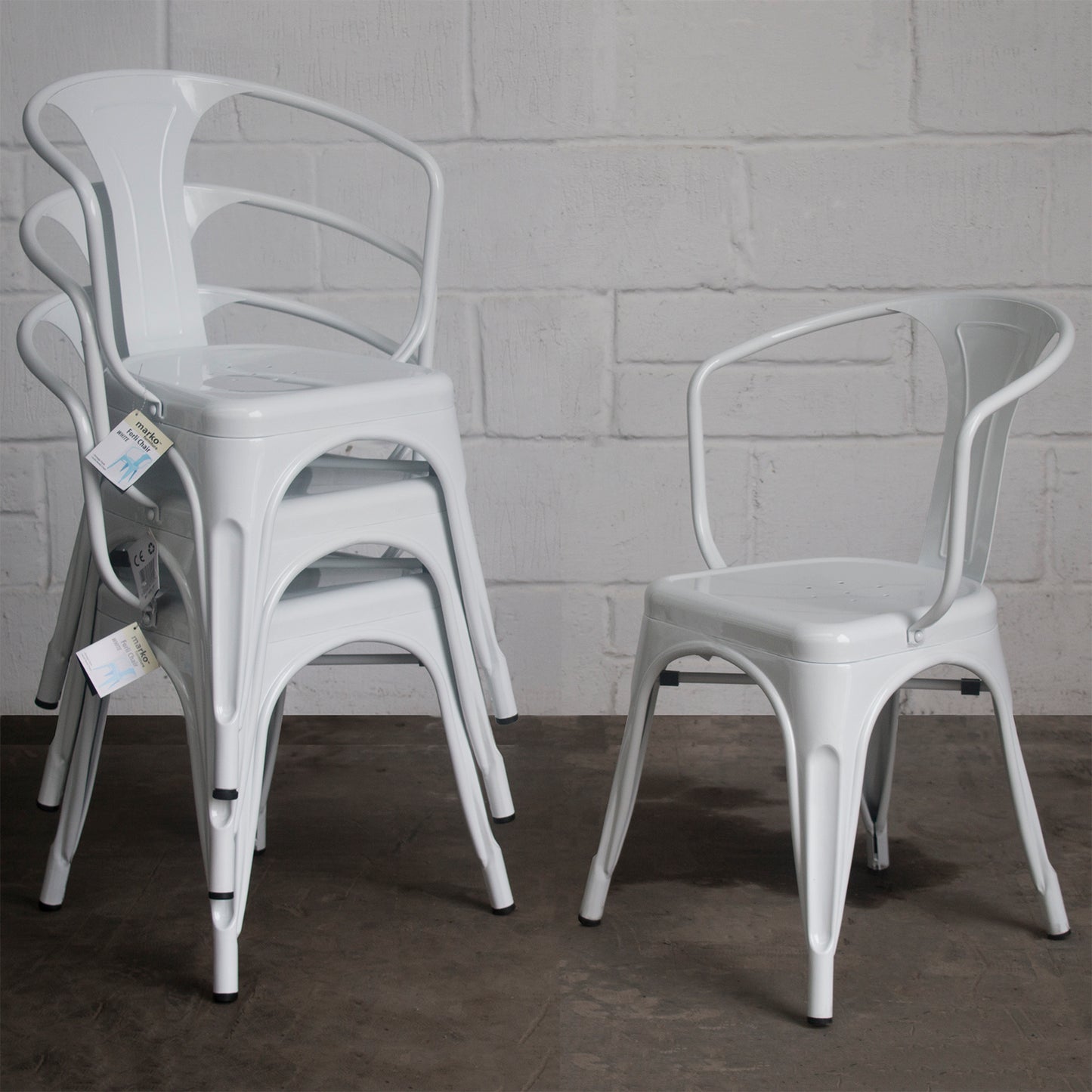 5PC Enna Table & Forli Chair Set - White