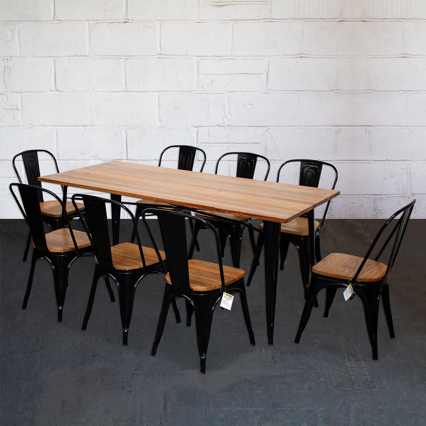 9PC Taranto Table & 8 Palermo Chairs Set - Black