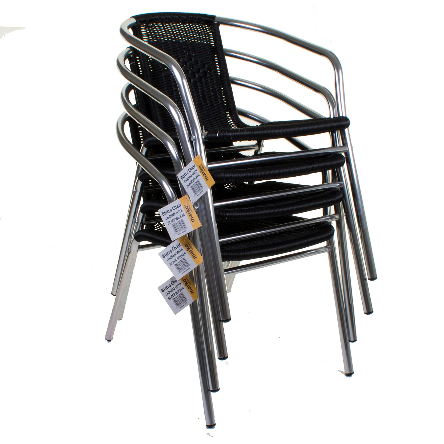 Wicker Black Chrome Bistro Chair