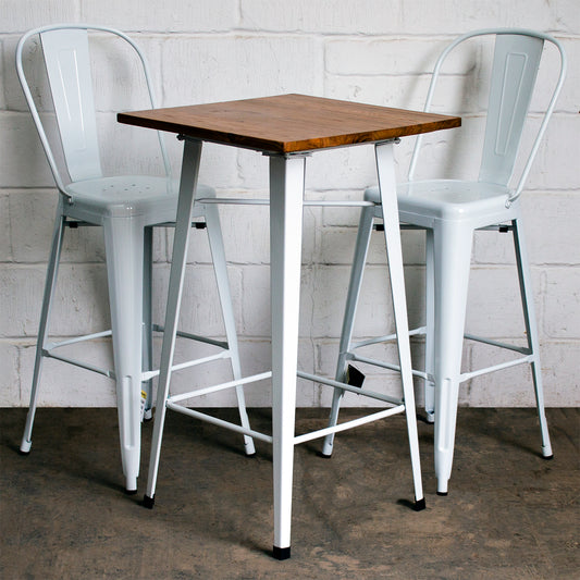 3PC Lodi Table & Pascale Bar Stool Set - White