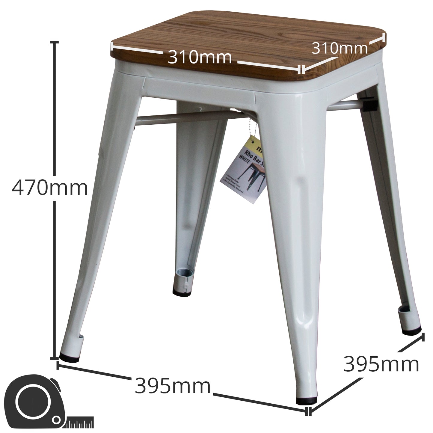 5PC Taranto Table, 2 Rho Stools & 2 Nuoro Benches Set - White