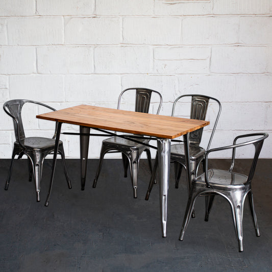 5PC Prato Table, 2 Forli & 2 Siena Chairs Set - Steel