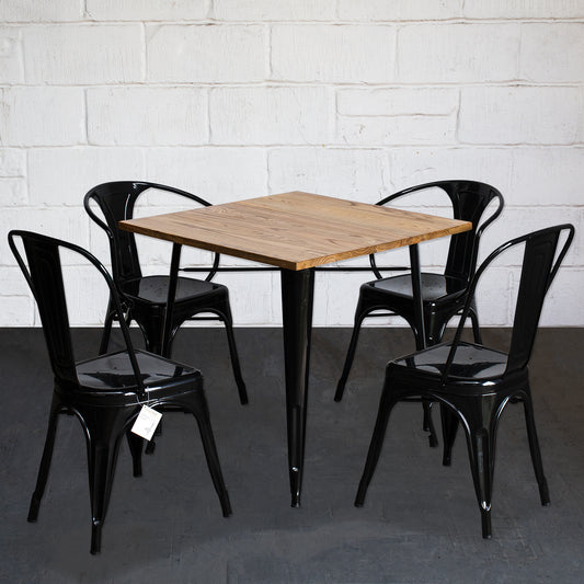 5PC Enna Table Forli & Siena Chairs Set - Black