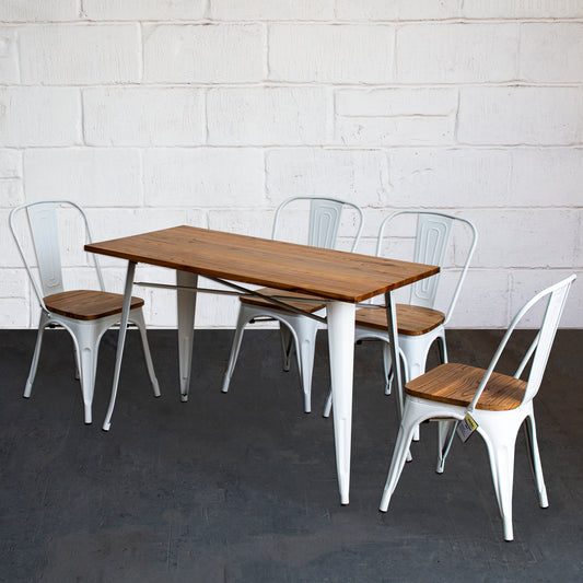 5PC Prato Table & 4 Palermo Chairs Set - White