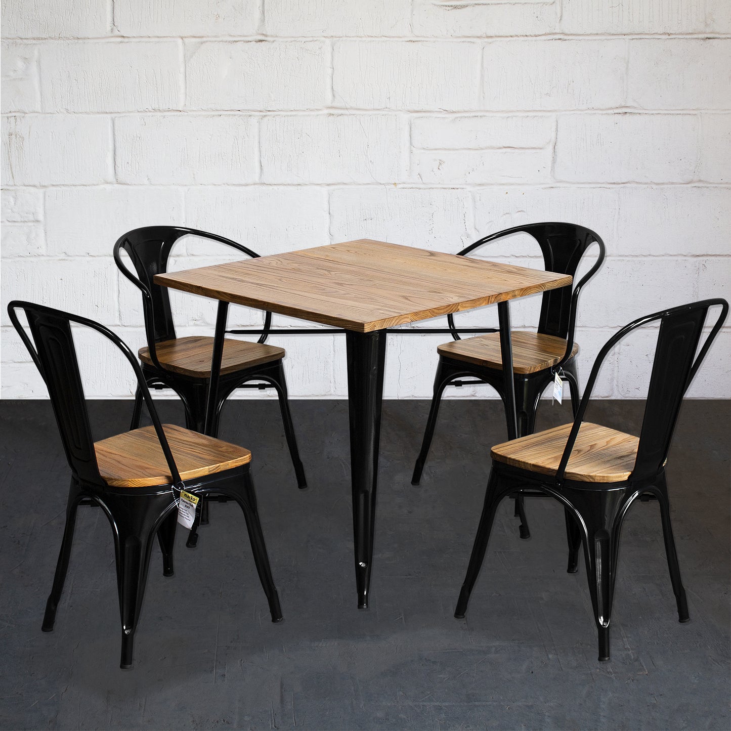 5PC Enna Table Florence & Palermo Chairs Set - Black