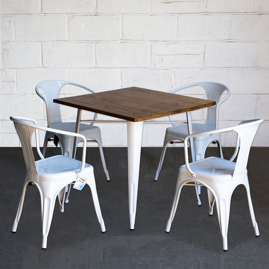 5PC Enna Table & Forli Chair Set - White