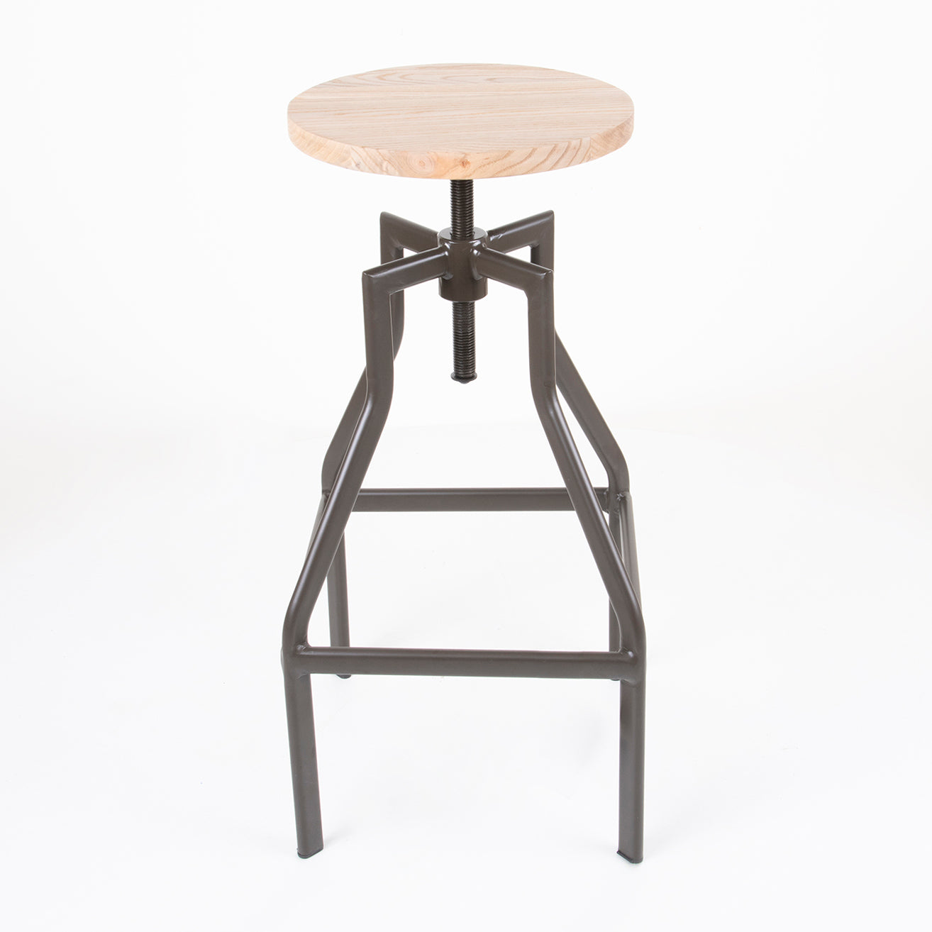 Set of 2 Rustic Wooden Bar Stool - Square Frame