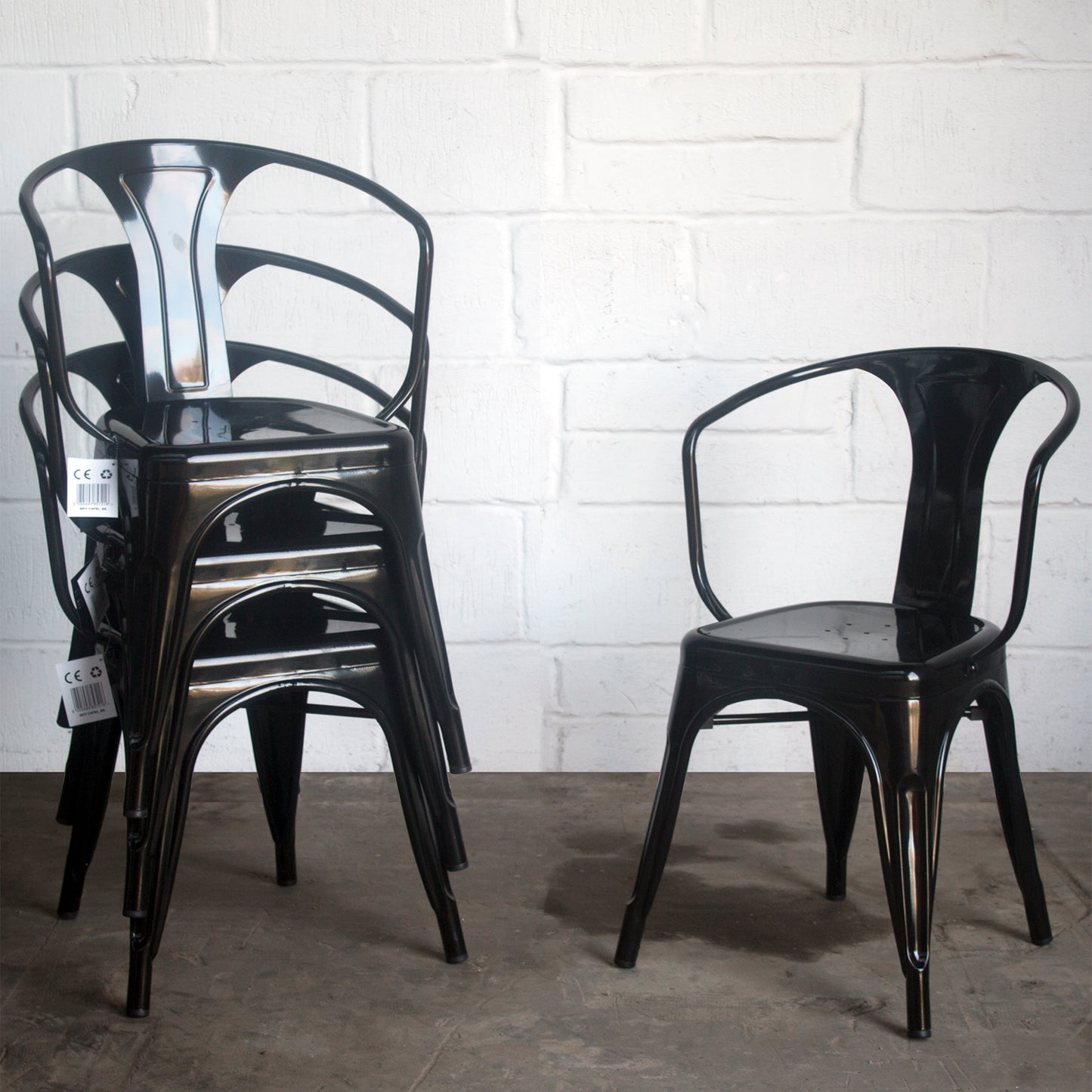 9PC Taranto Table, 2 Forli Chairs & 6 Castel Stools Set - Black