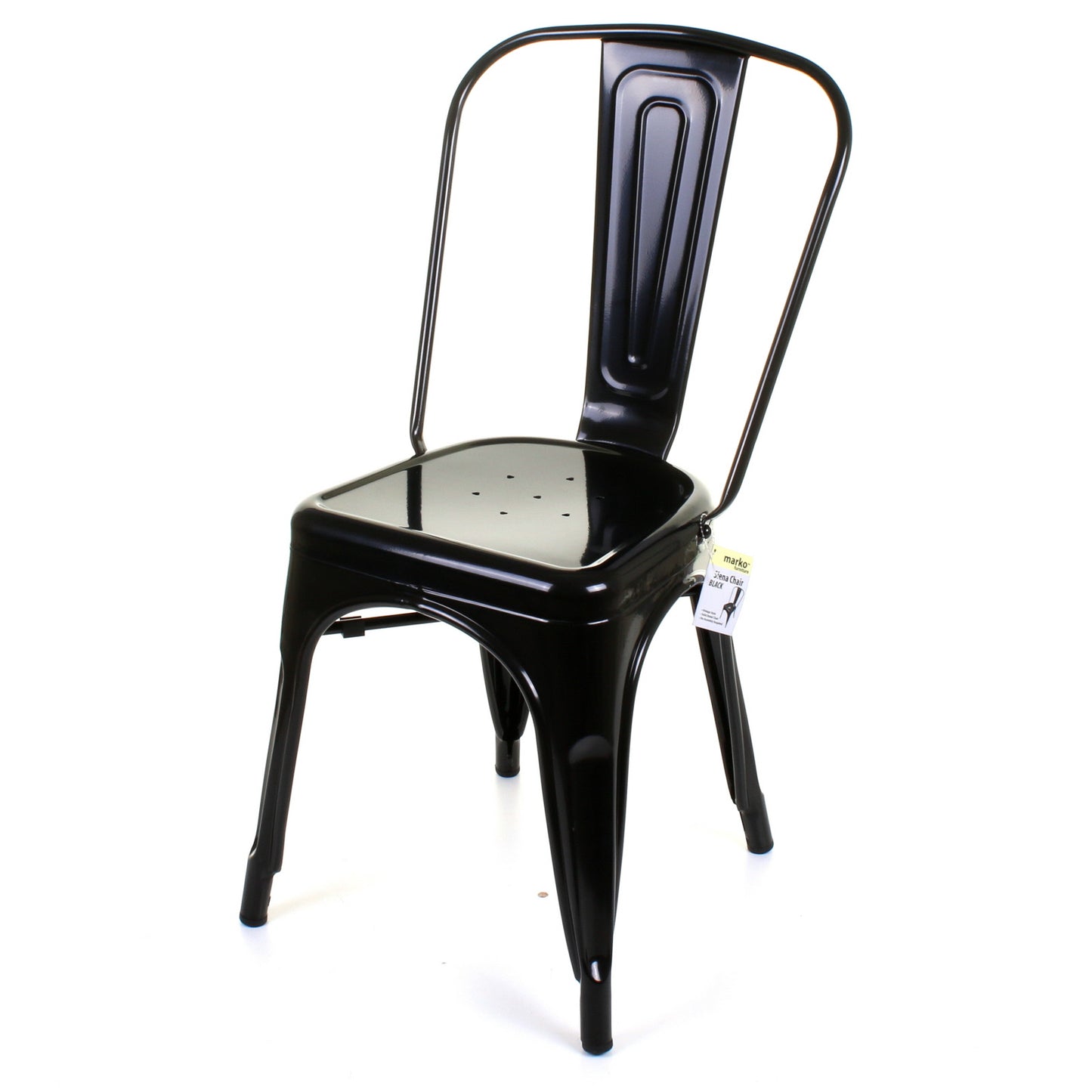 5PC Enna Table Siena Chair & Castel Stool Set - Black