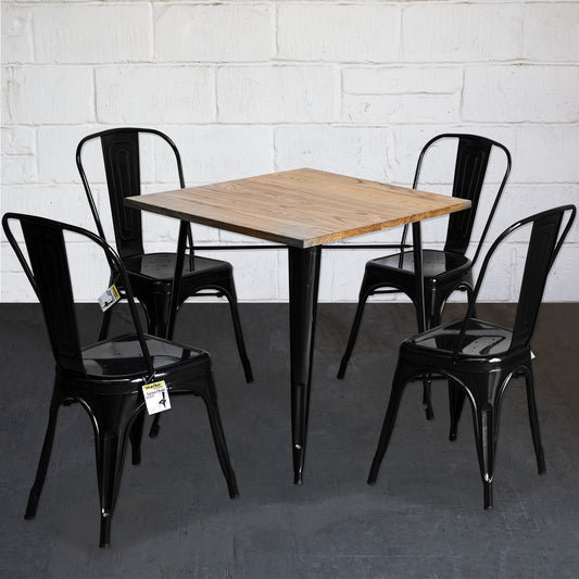 5PC Enna Table & Siena Chair Set - Black