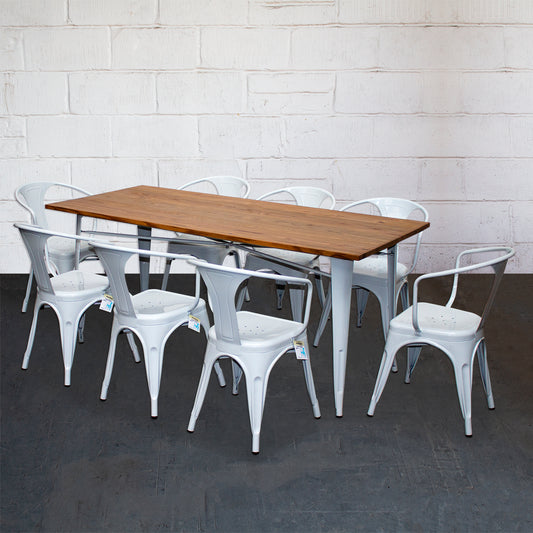 9PC Taranto Table & 8 Forli Chairs Set - White