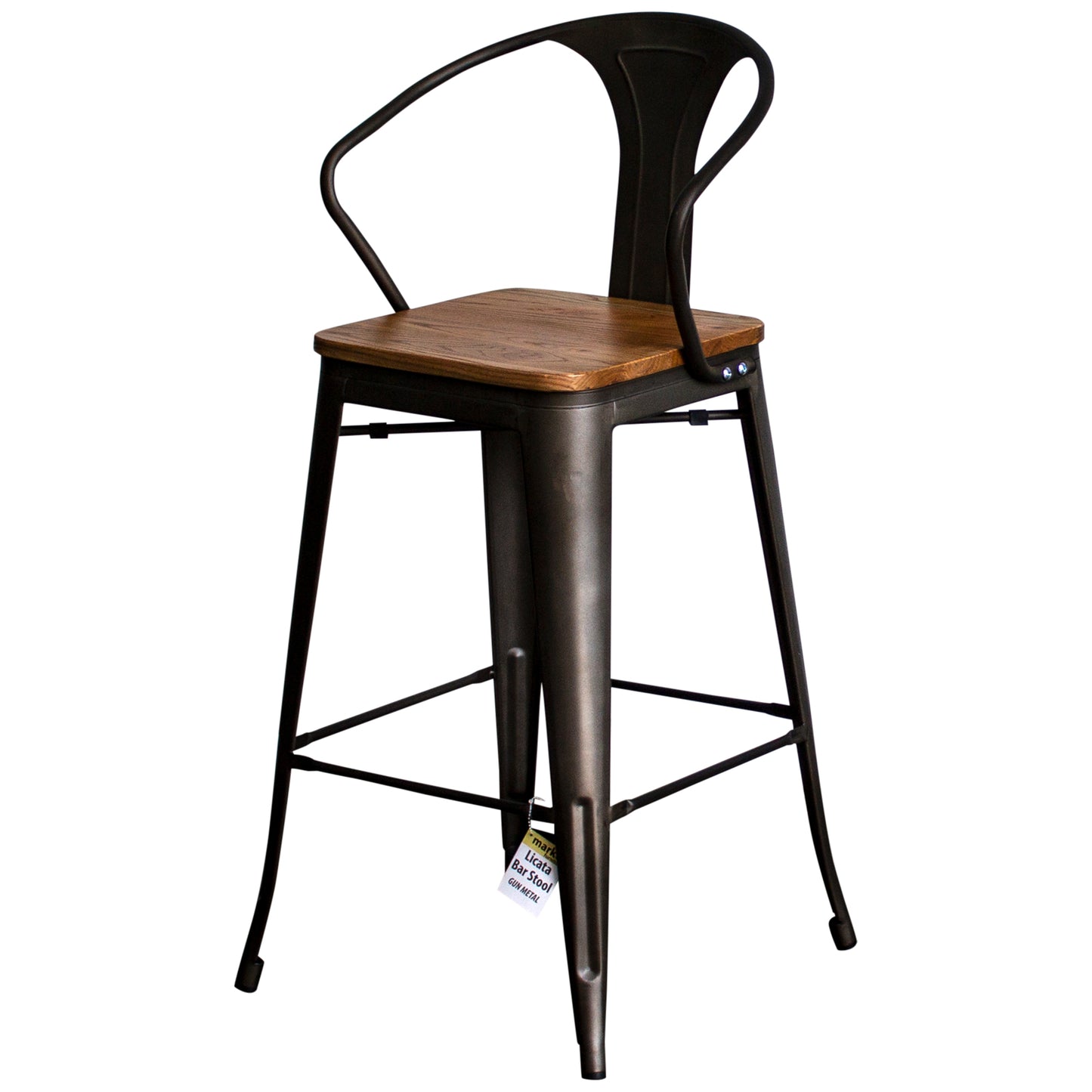 3PC Lodi Table & Licata Bar Stool Set - Gun Metal Grey