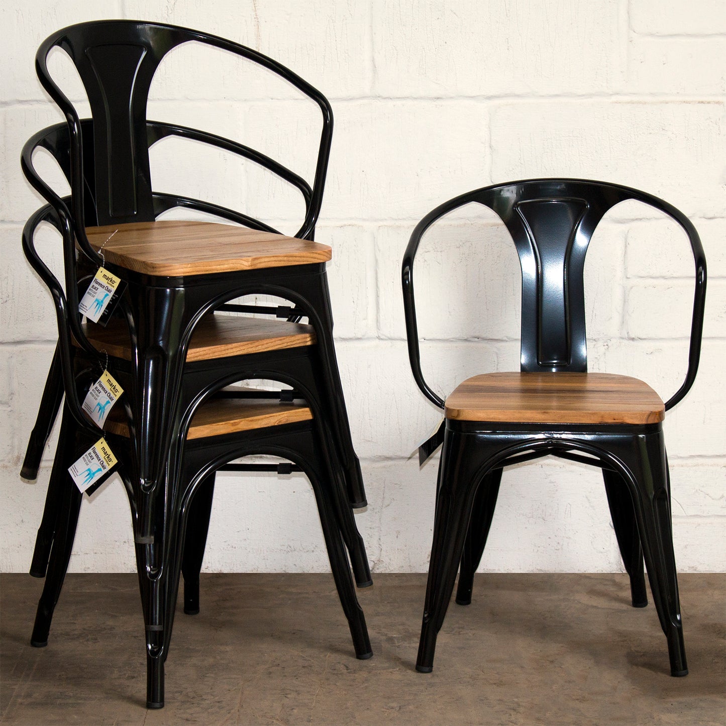 5PC Enna Table Florence & Palermo Chairs Set - Black